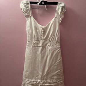 Hollister White Puff Sleeve V-Neck Mini Dress